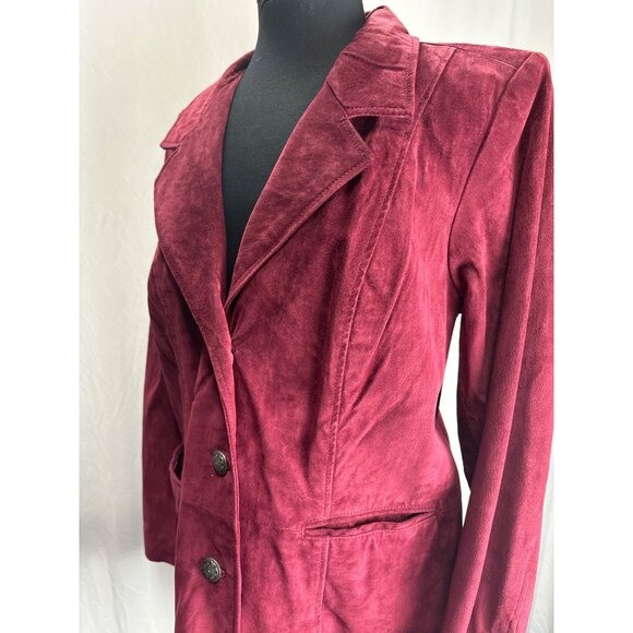 Berry Colored Suede Jacket-sz L - Picture 7 of 10